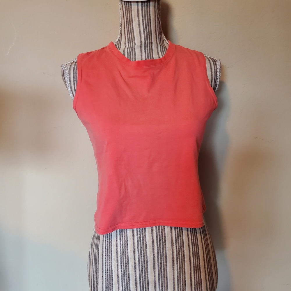Bolle Sport Womens Coral Pink Sleeveless Athletic Crop Tank Top Size S